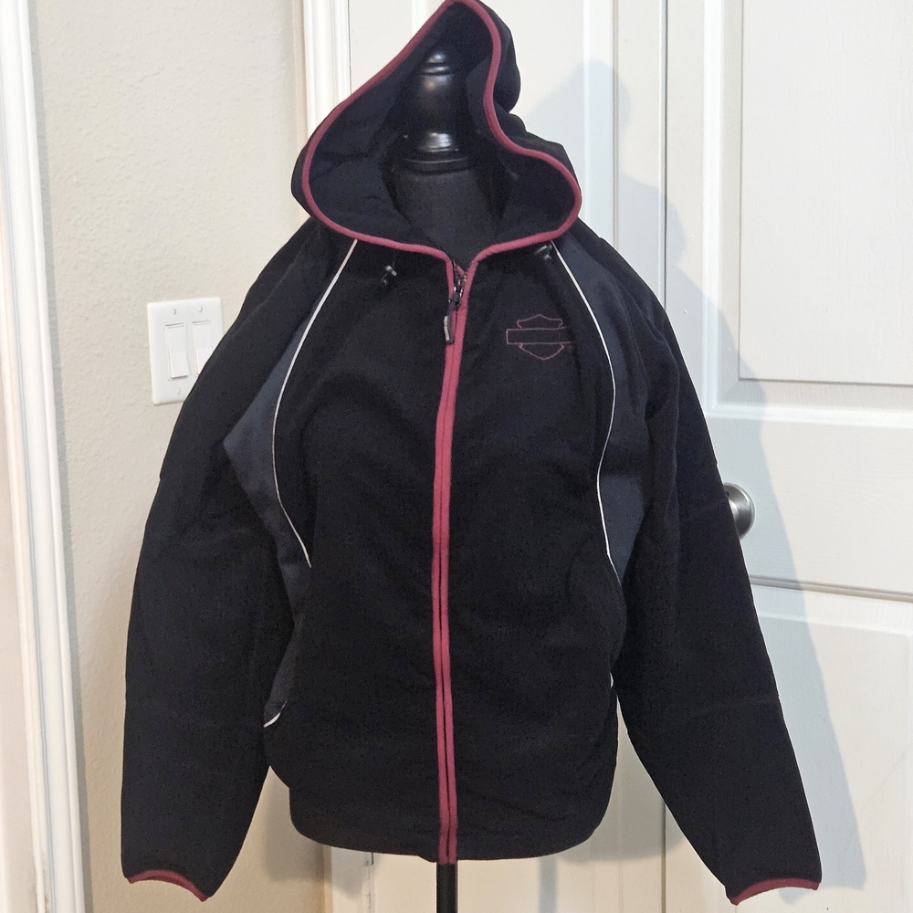 Harley-Davidson Black Jacket with Pink Trim and Hood